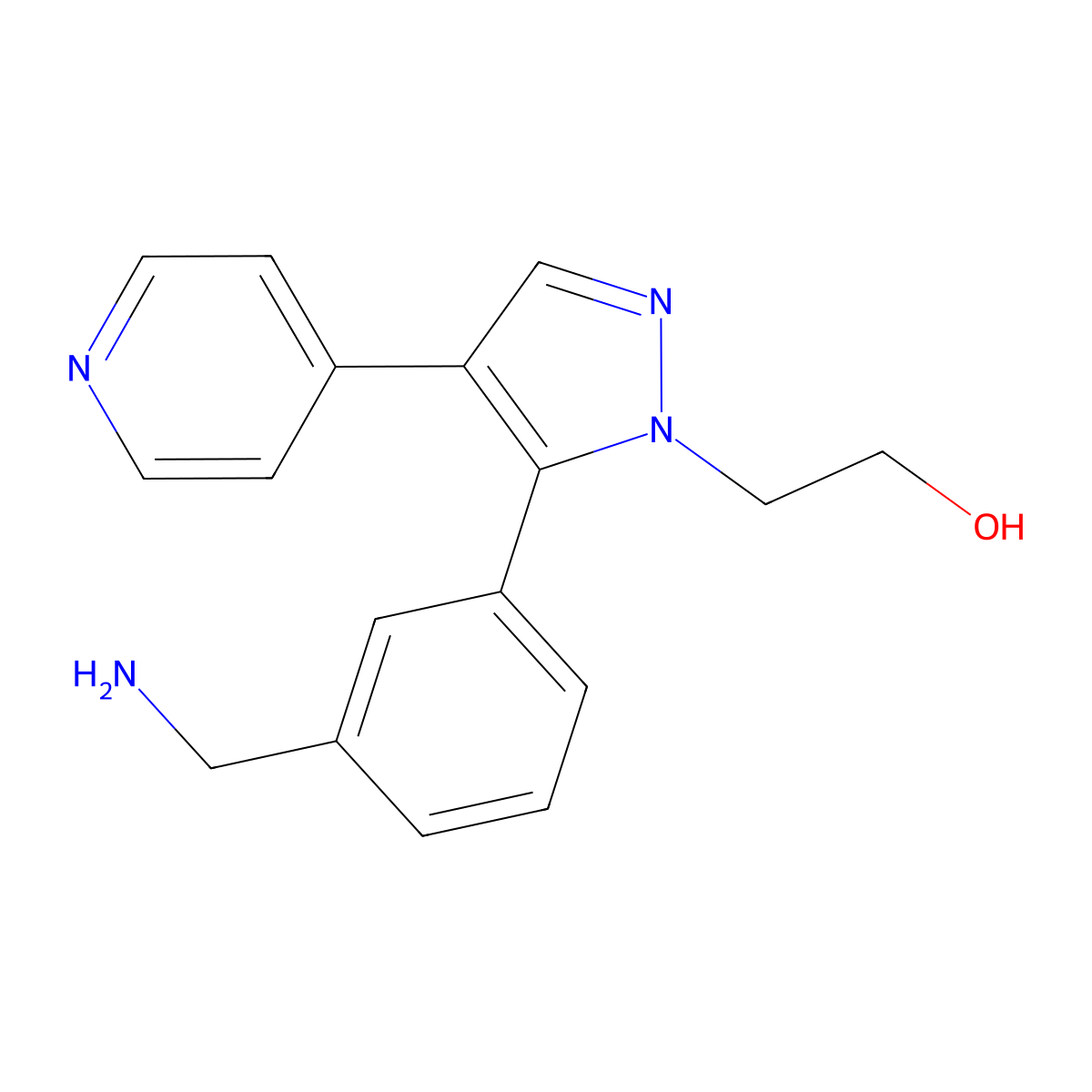 2-[5-(3-Aminomethyl-phenyl)-4-pyridin-4-yl-pyrazol-1-yl]-ethanol molecular structure, CAS 1361114-63-7