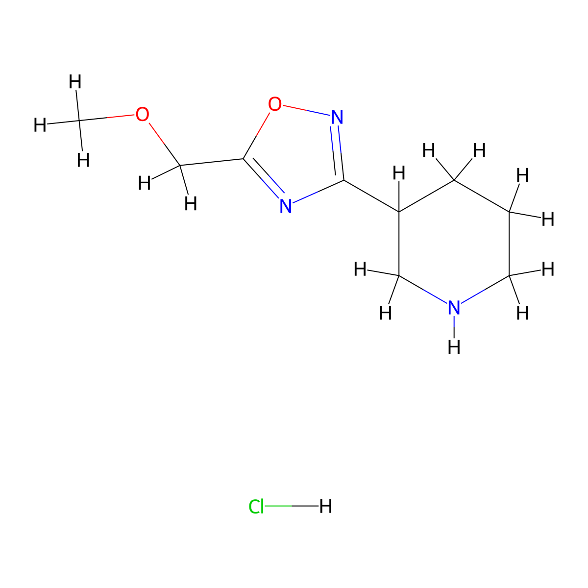 3-(5-Methoxymethyl-[1,2,4]oxadiazol-3-yl)-piperidine hydrochloride molecular structure, CAS 1361114-64-8