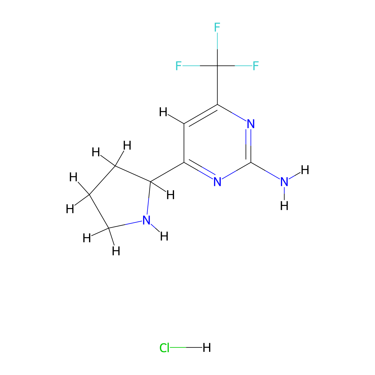 4-(Pyrrolidin-2-yl)-6-(trifluoromethyl)pyrimidin-2-amine hydrochloride molecular structure, CAS 1361114-69-3