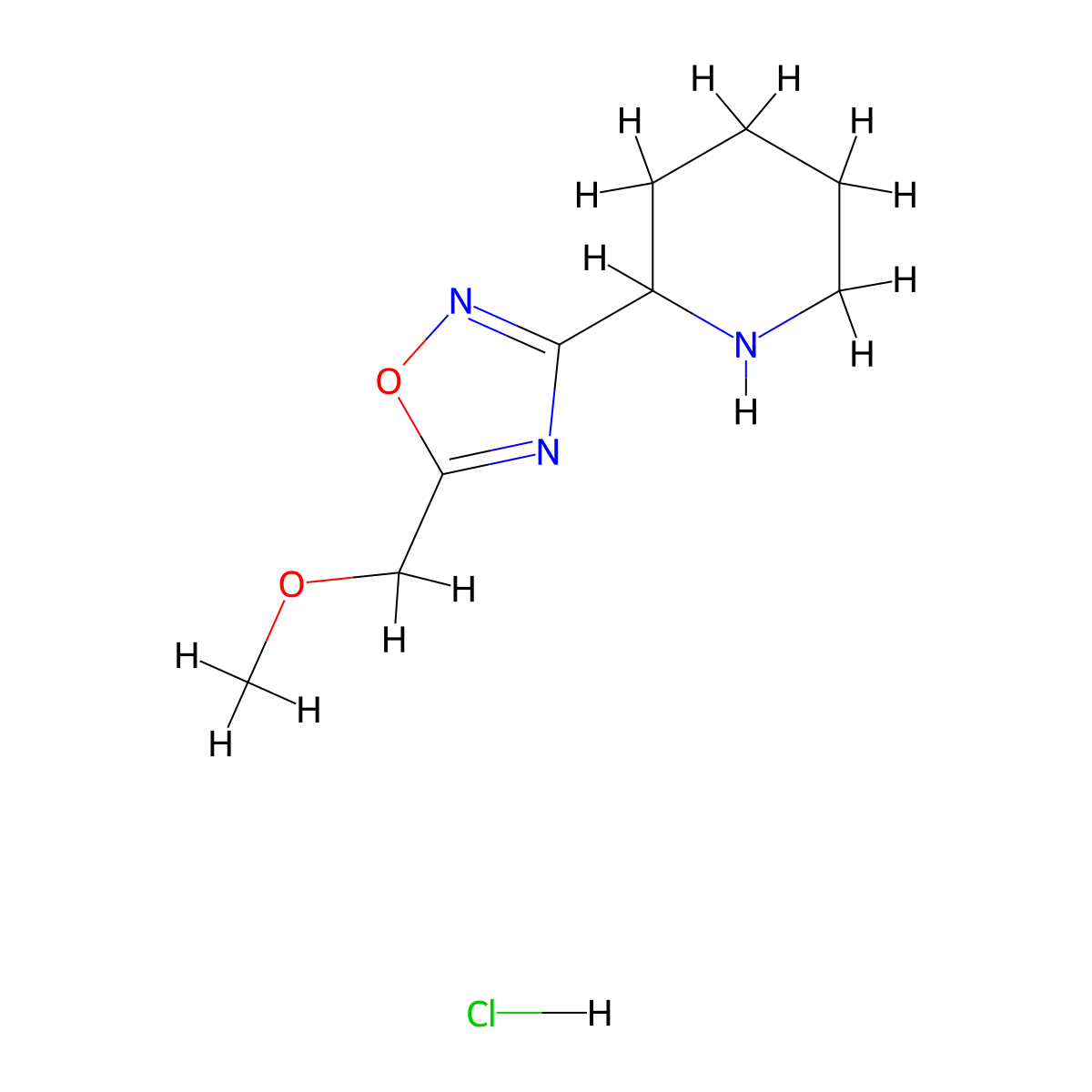 2-(5-Methoxymethyl-[1,2,4]oxadiazol-3-yl)-piperidine hydrochloride molecular structure, CAS 1361114-70-6
