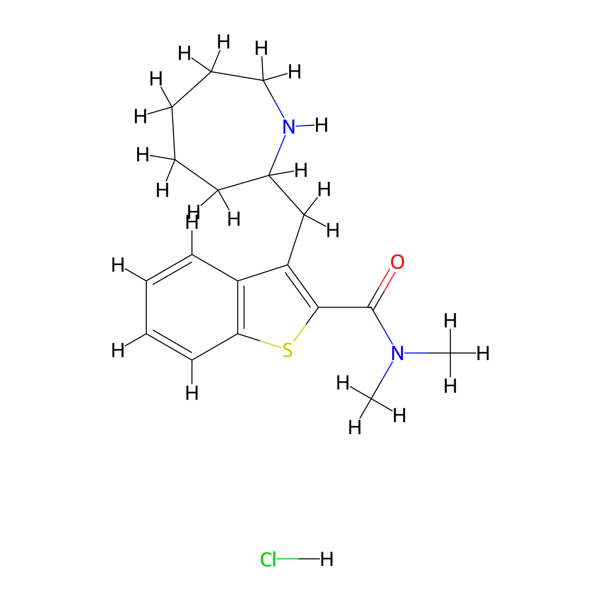 3-Azepan-2-ylmethyl-benzo[b]thiophene-2-carboxylic aciddimethylamide hydrochloride molecular structure, CAS 1361114-73-9