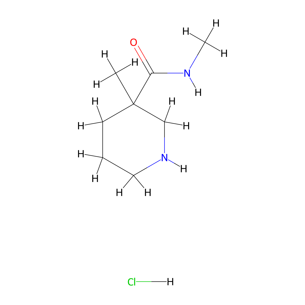 N,3-dimethylpiperidine-3-carboxamide hydrochloride molecular structure, CAS 1361114-79-5
