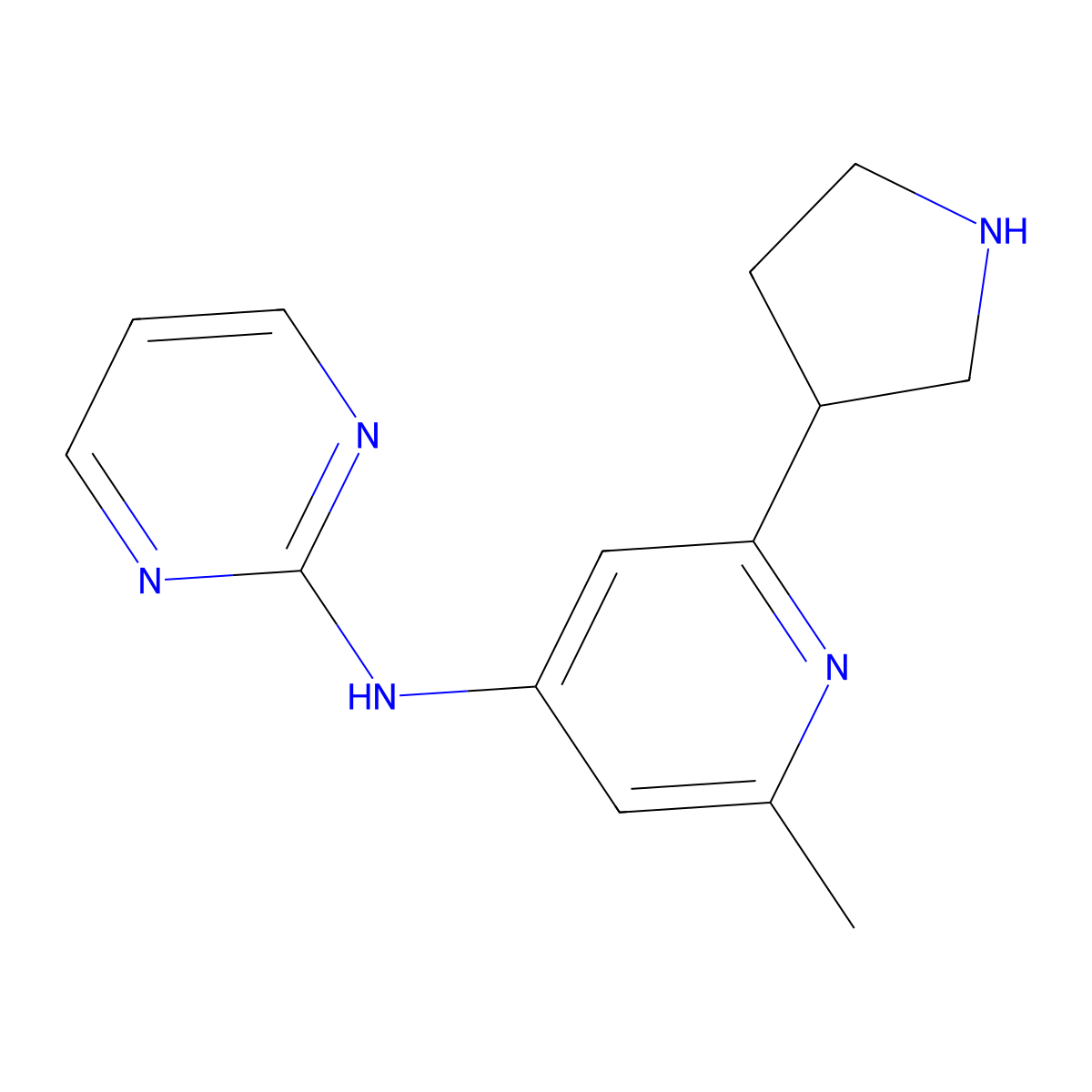 N-(2-Methyl-6-(pyrrolidin-3-yl)pyridin-4-yl)pyrimidin-2-amine molecular structure, CAS 1361114-81-9