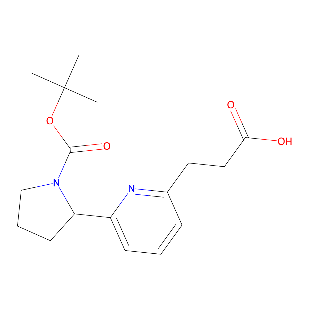 3-(6-(1-(tert-Butoxycarbonyl)pyrrolidin-2-yl)pyridin-2-yl)propanoic acid molecular structure, CAS 1361114-82-0
