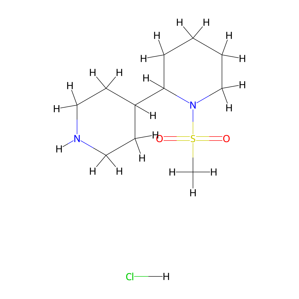 1-(Methylsulfonyl)-2,4'-bipiperidine hydrochloride molecular structure, CAS 1361114-84-2