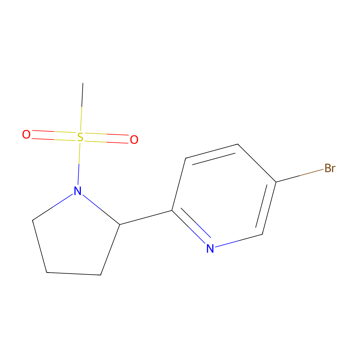 5-Bromo-2-(1-(methylsulfonyl)pyrrolidin-2-yl)pyridine molecular structure, CAS 1361114-85-3