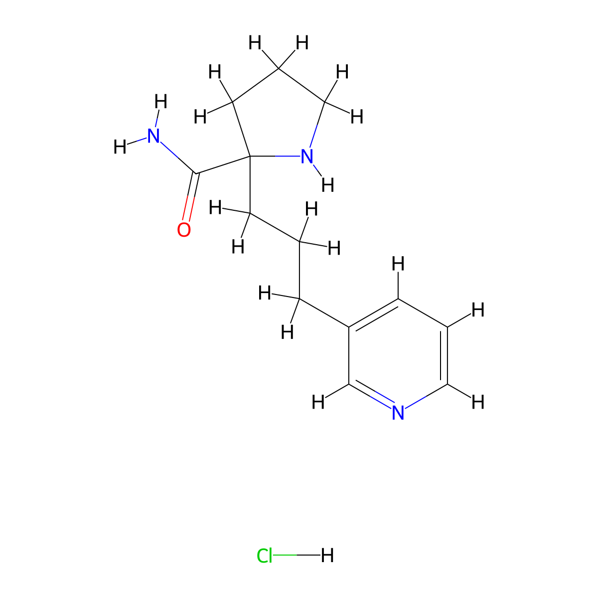2-(3-Pyridin-3-yl-propyl)-pyrrolidine-2-carboxylic acid amide hydrochloride molecular structure, CAS 1361114-87-5