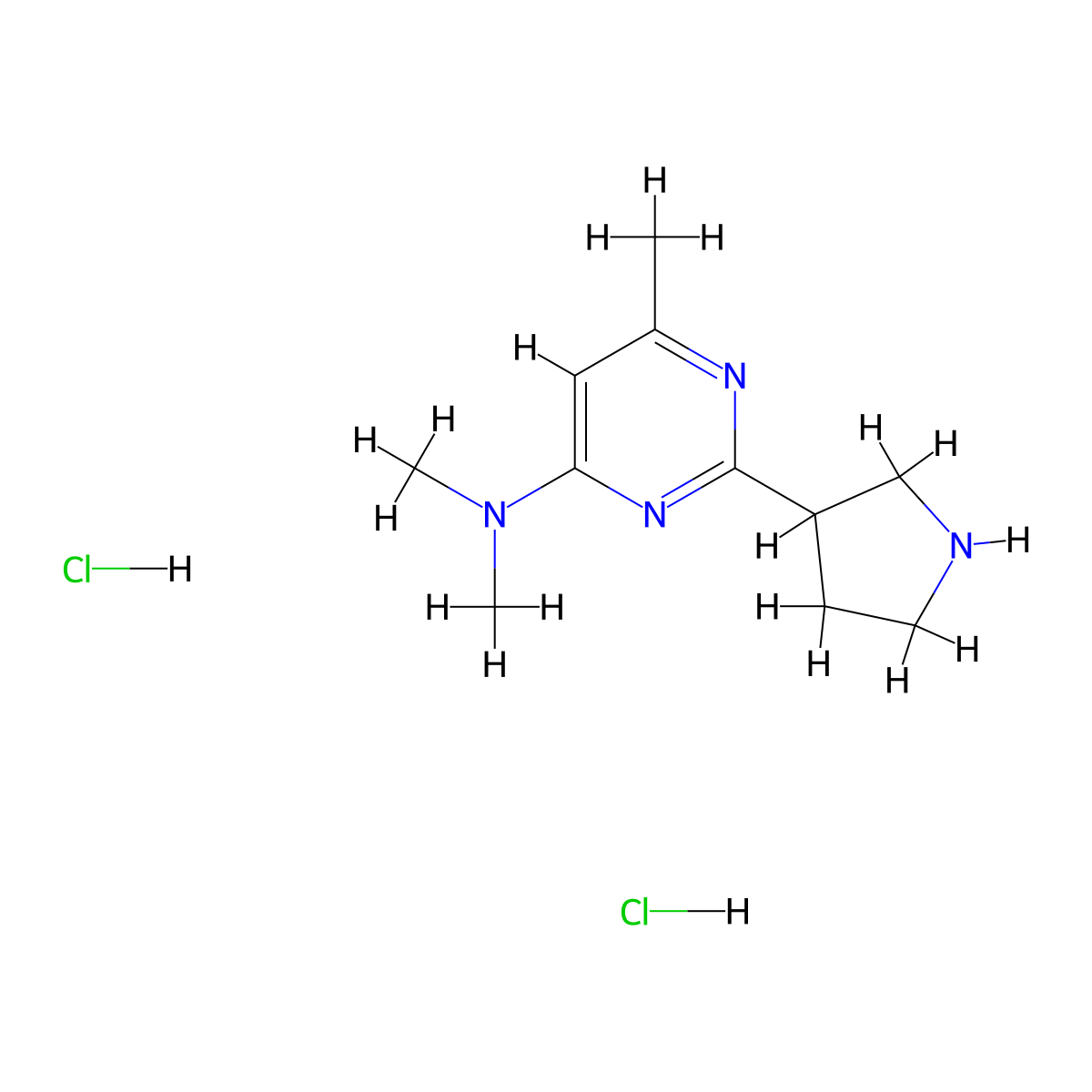 N,N,6-trimethyl-2-(pyrrolidin-3-yl)pyrimidin-4-amine dihydrochloride molecular structure, CAS 1361114-89-7
