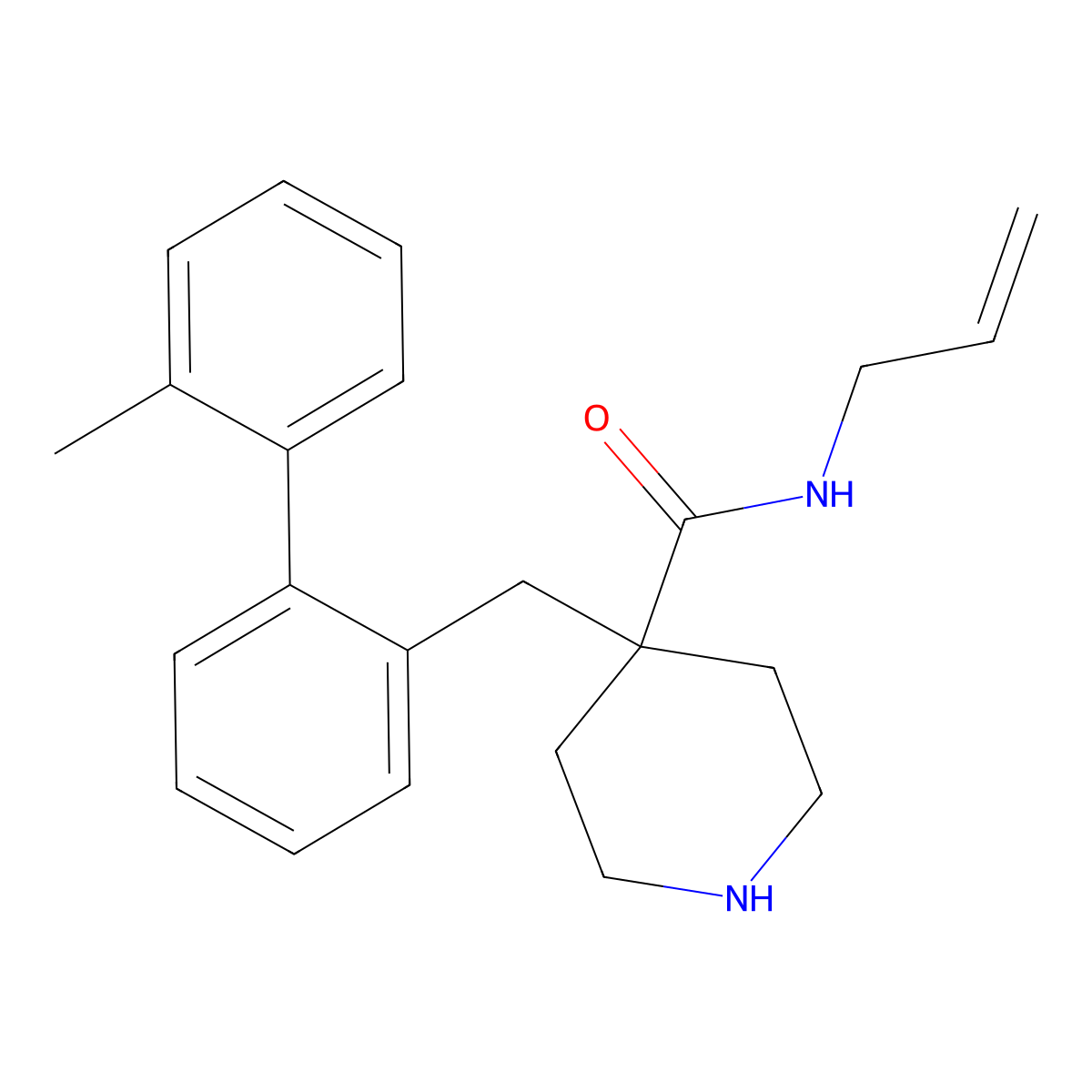 4-(2'-Methyl-biphenyl-2-ylmethyl)-piperidine-4-carboxylic acid allylamide molecular structure, CAS 1361114-93-3