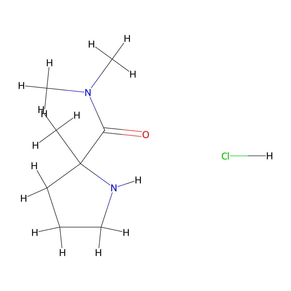 N,N,2-trimethylpyrrolidine-2-carboxamide hydrochloride molecular structure, CAS 1361114-96-6
