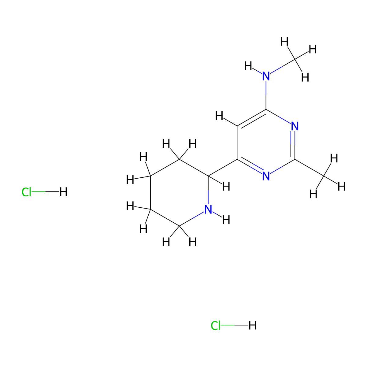 N,2-dimethyl-6-(piperidin-2-yl)pyrimidin-4-amine dihydrochloride molecular structure, CAS 1361115-02-7