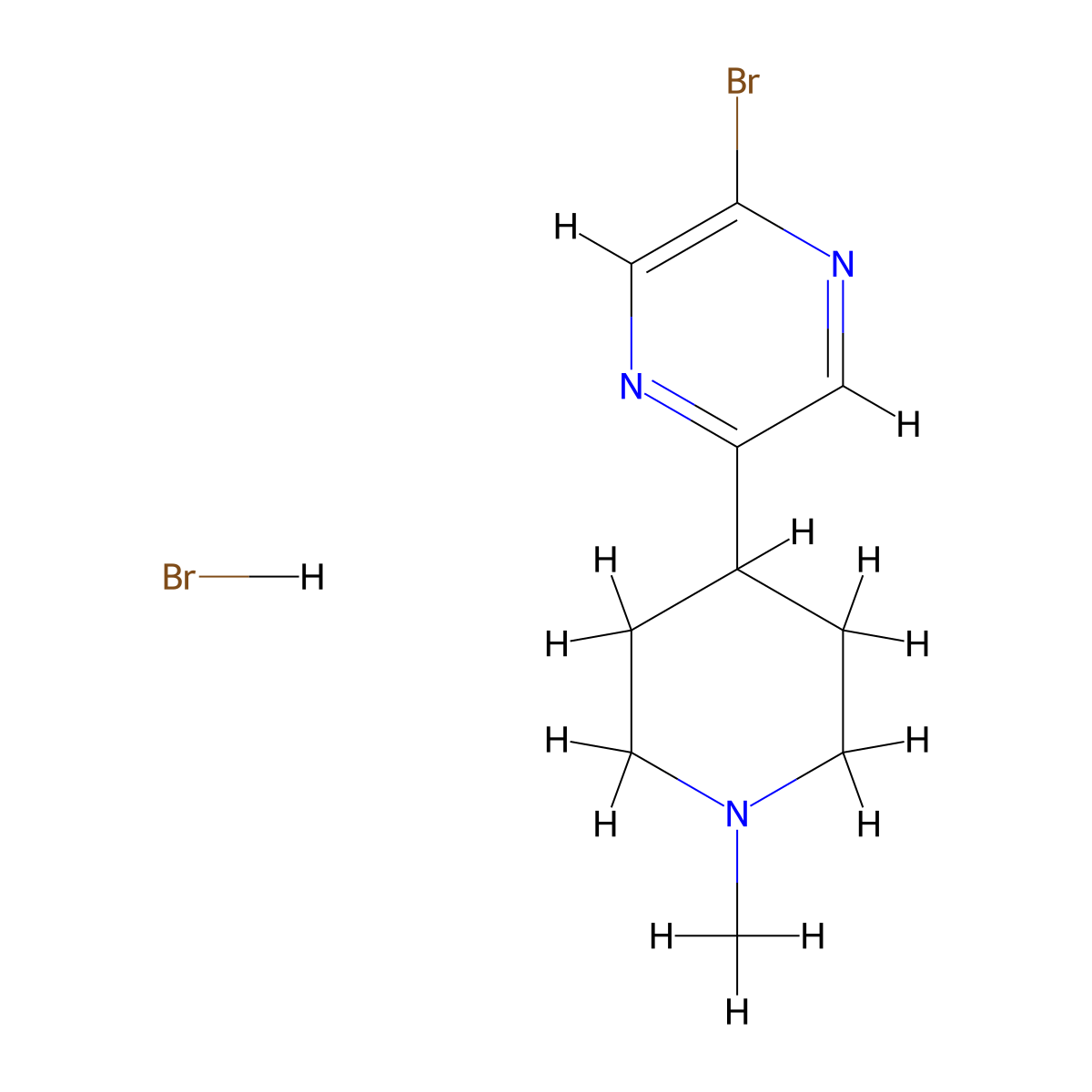 2-Bromo-5-(1-methylpiperidin-4-yl)pyrazine hydrobromide molecular structure, CAS 1361115-03-8