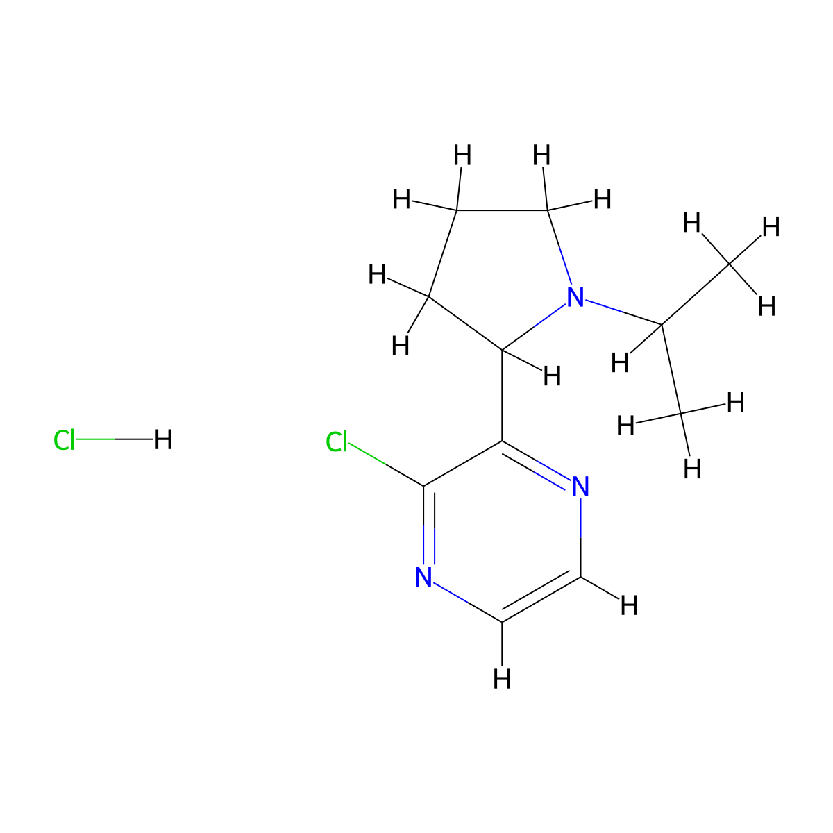 2-Chloro-3-(1-isopropylpyrrolidin-2-yl)pyrazine hydrochloride molecular structure, CAS 1361115-09-4