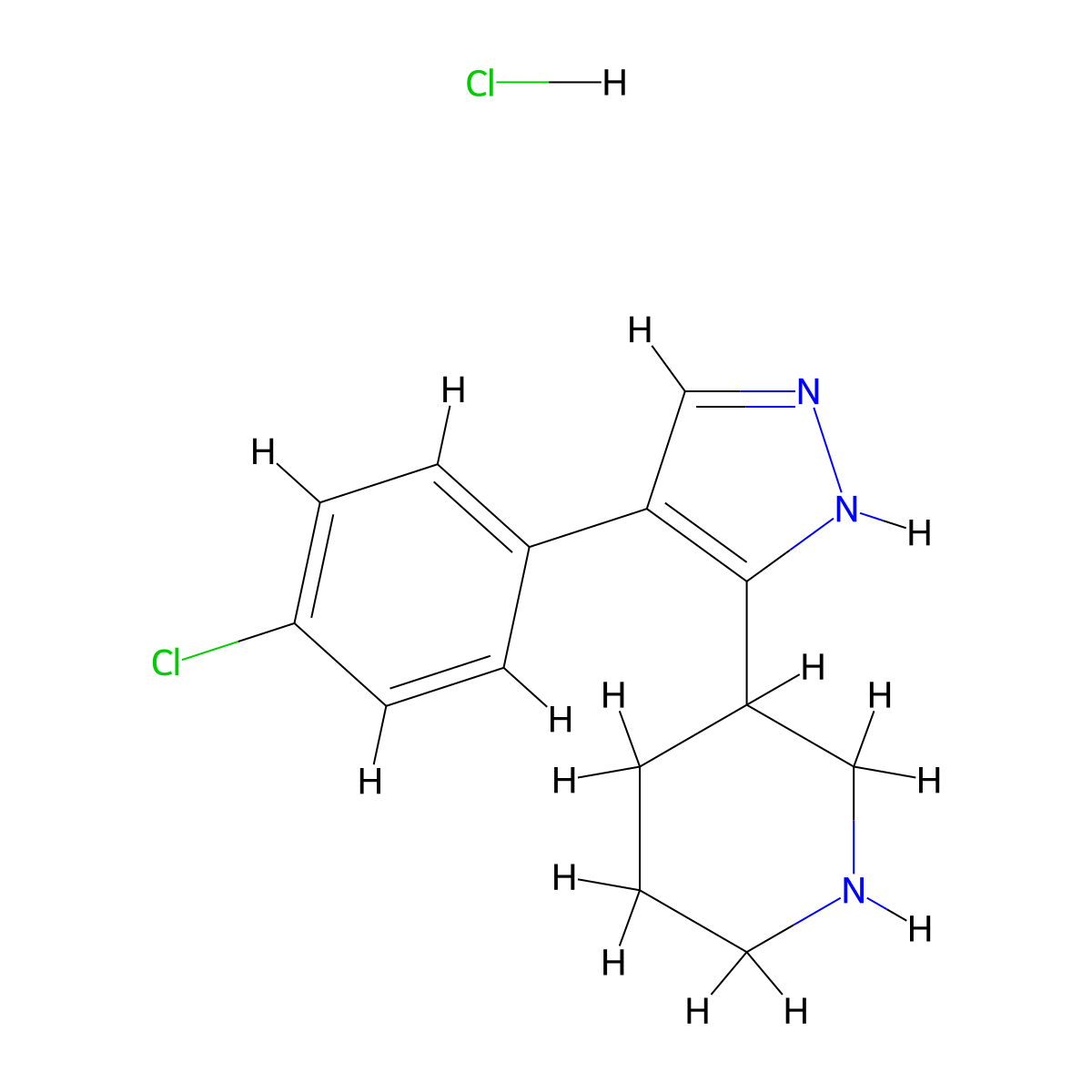 3-[4-(4-Chloro-phenyl)-1H-pyrazol-3-yl]-piperidine hydrochloride molecular structure, CAS 1361115-10-7