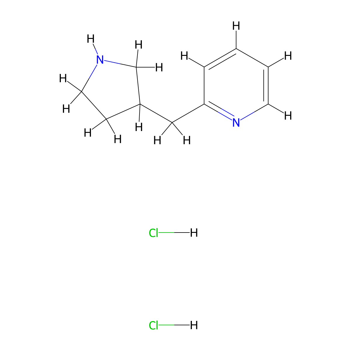 2-(Pyrrolidin-3-ylmethyl)pyridine dihydrochloride molecular structure, CAS 1361115-13-0