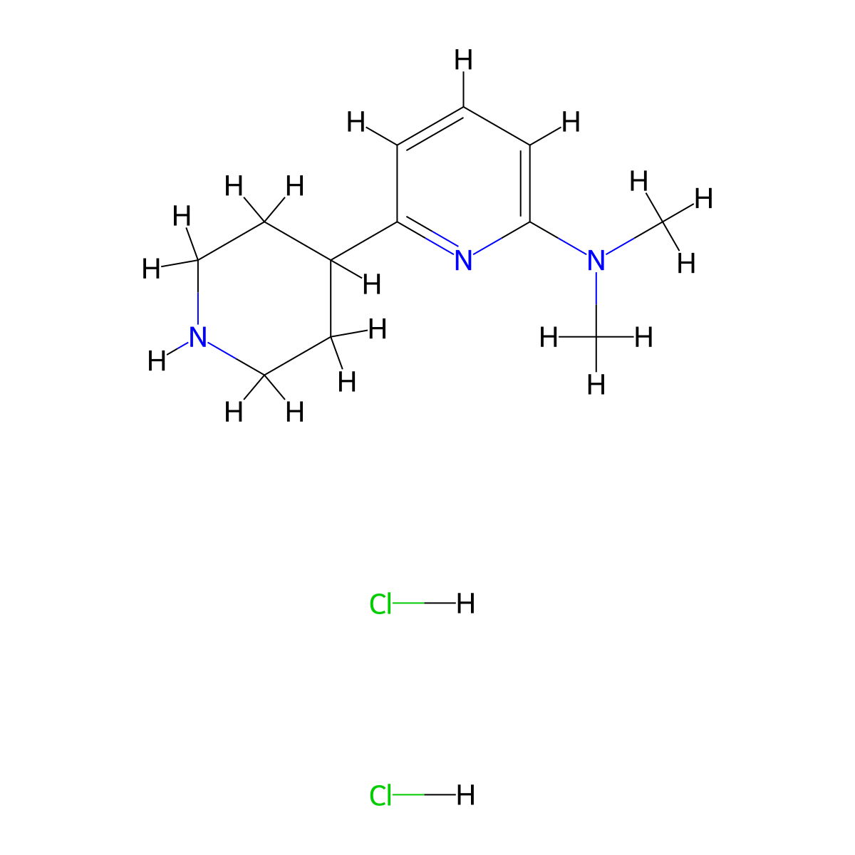 N,N-dimethyl-6-(piperidin-4-yl)pyridin-2-amine dihydrochloride molecular structure, CAS 1361115-15-2