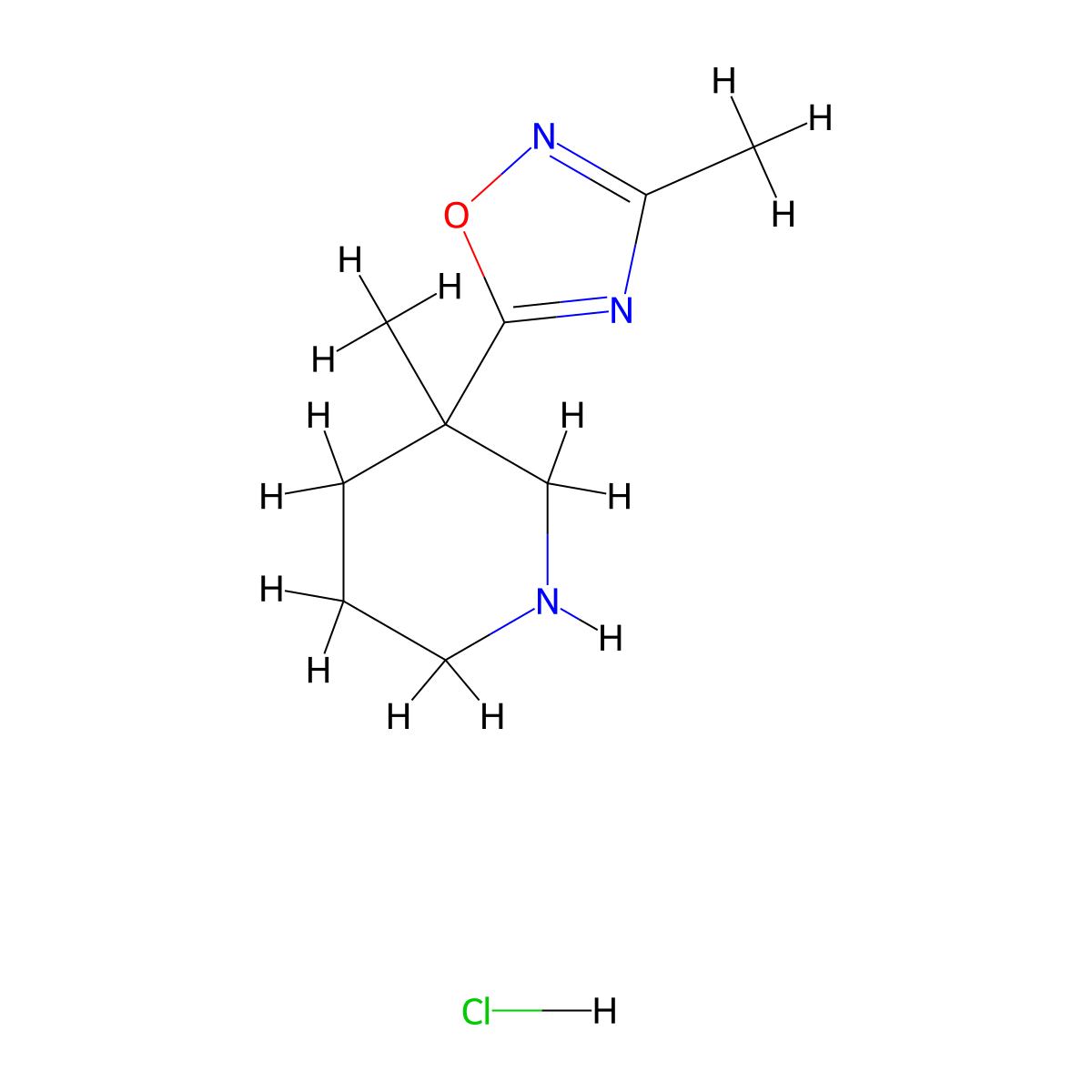 3-Methyl-3-(3-methyl-[1,2,4]oxadiazol-5-yl)-piperidine hydrochloride molecular structure, CAS 1361115-20-9