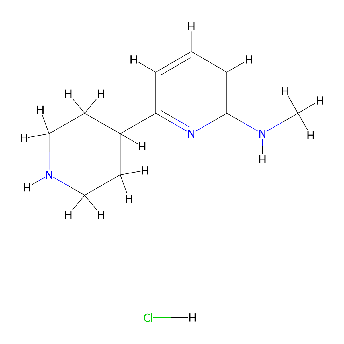 (1',2',3',4',5',6'-Hexahydro-[2,4']bipyridinyl-6-yl)-methyl-amine hydrochloride molecular structure, CAS 1361115-22-1