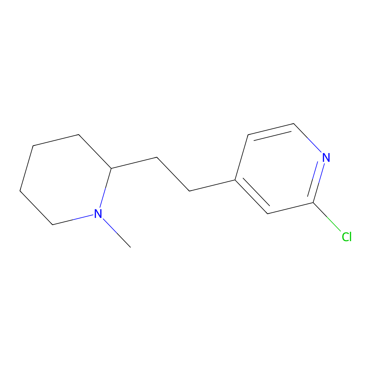 2-Chloro-4-(2-(1-methylpiperidin-2-yl)ethyl)pyridine molecular structure, CAS 1361115-30-1
