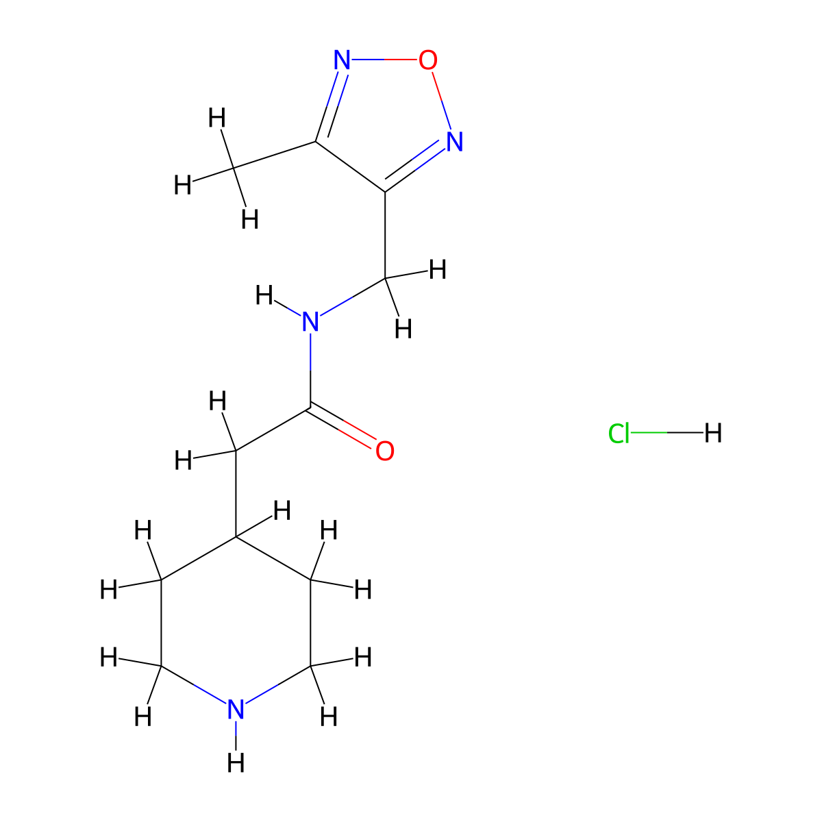 N-((4-Methyl-1,2,5-oxadiazol-3-yl)methyl)-2-(piperidin-4-yl)acetamide hydrochloride molecular structure, CAS 1361115-46-9