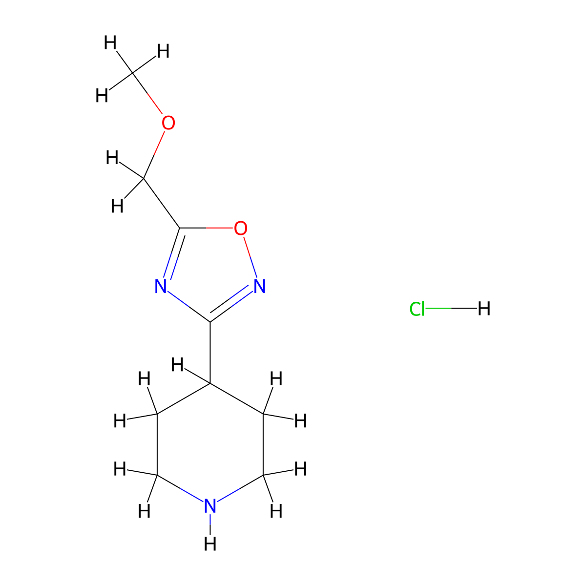 4-(5-Methoxymethyl-[1,2,4]oxadiazol-3-yl)-piperidine hydrochloride molecular structure, CAS 1361115-48-1