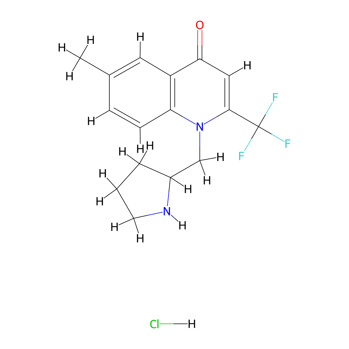 6-Methyl-1-pyrrolidin-2-ylmethyl-2-trifluoromethyl-1H-quinolin-4-one hydrochloride molecular structure, CAS 1361115-49-2