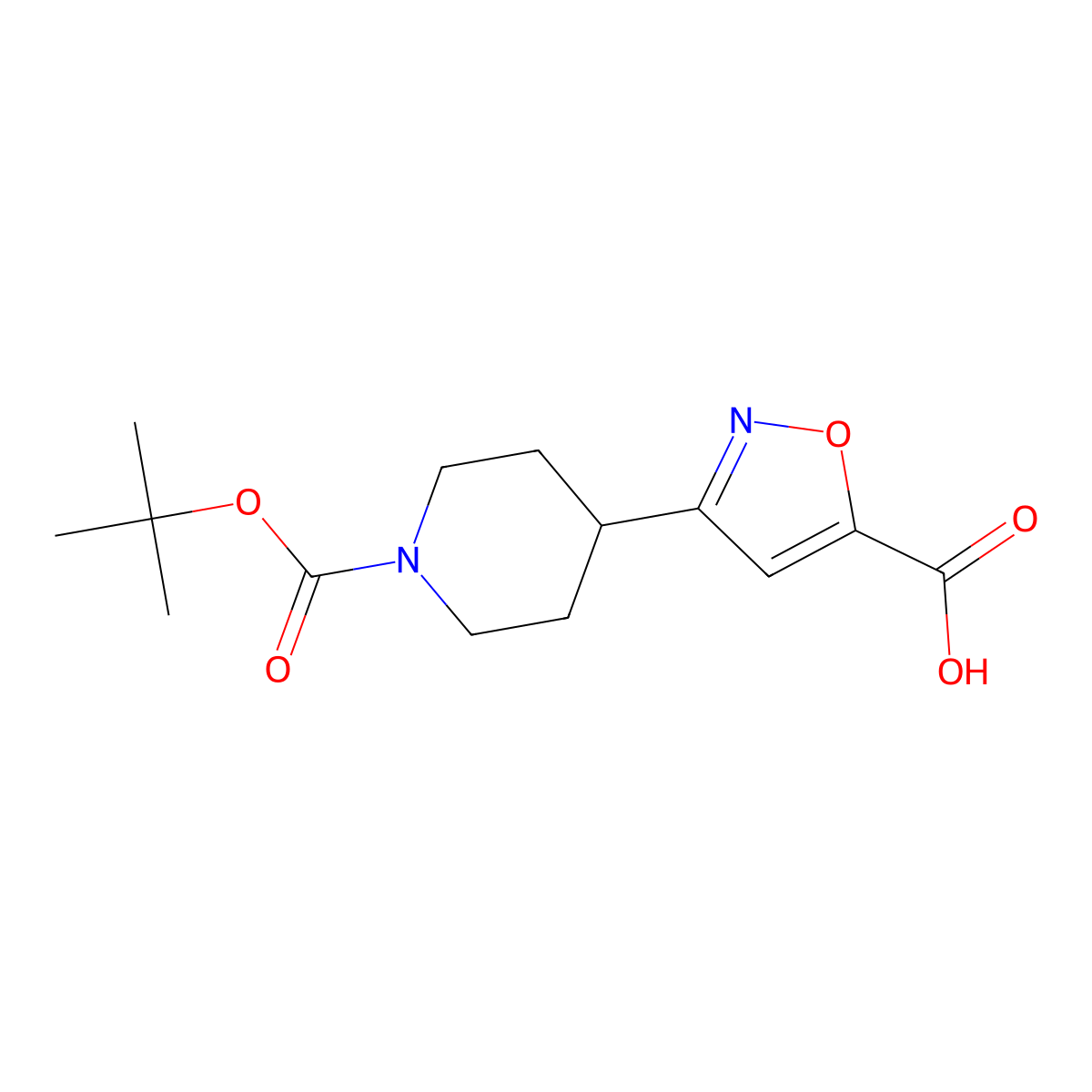 3-(1-((Tert-butoxy)carbonyl)piperidin-4-yl)-1,2-oxazole-5-carboxylic acid molecular structure, CAS 1361115-54-9