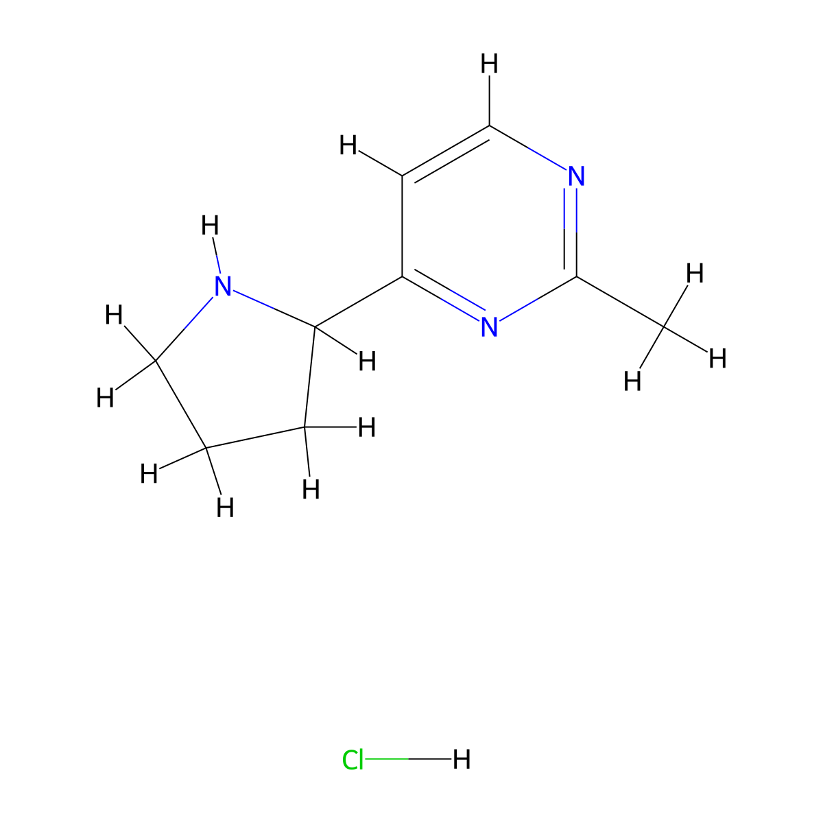 2-Methyl-4-(pyrrolidin-2-yl)pyrimidine hydrochloride molecular structure, CAS 1361115-71-0