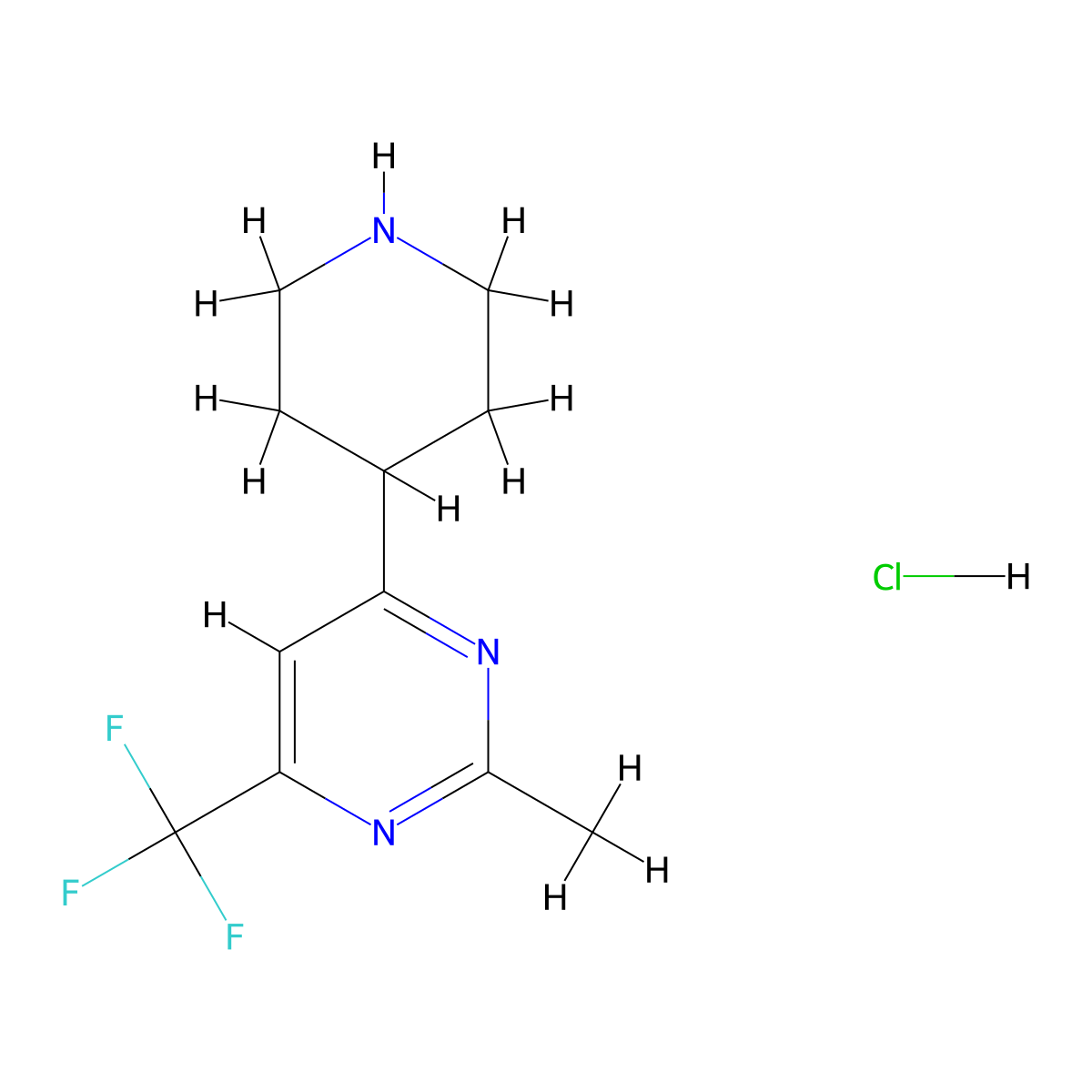 2-Methyl-4-(piperidin-4-yl)-6-(trifluoromethyl)pyrimidine hydrochloride molecular structure, CAS 1361115-77-6