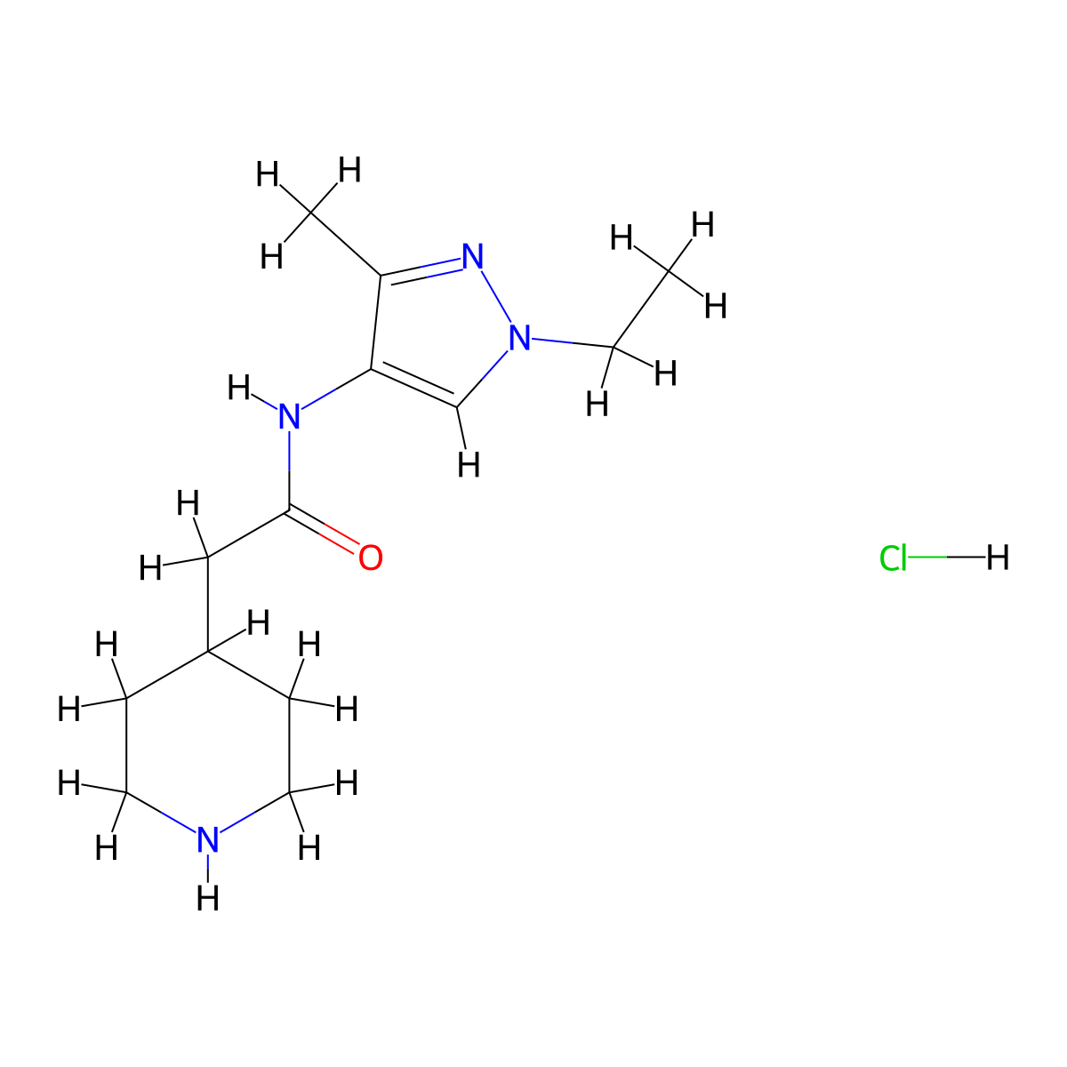 N-(1-Ethyl-3-methyl-1H-pyrazol-4-yl)-2-piperidin-4-yl-acetamide hydrochloride molecular structure, CAS 1361115-78-7
