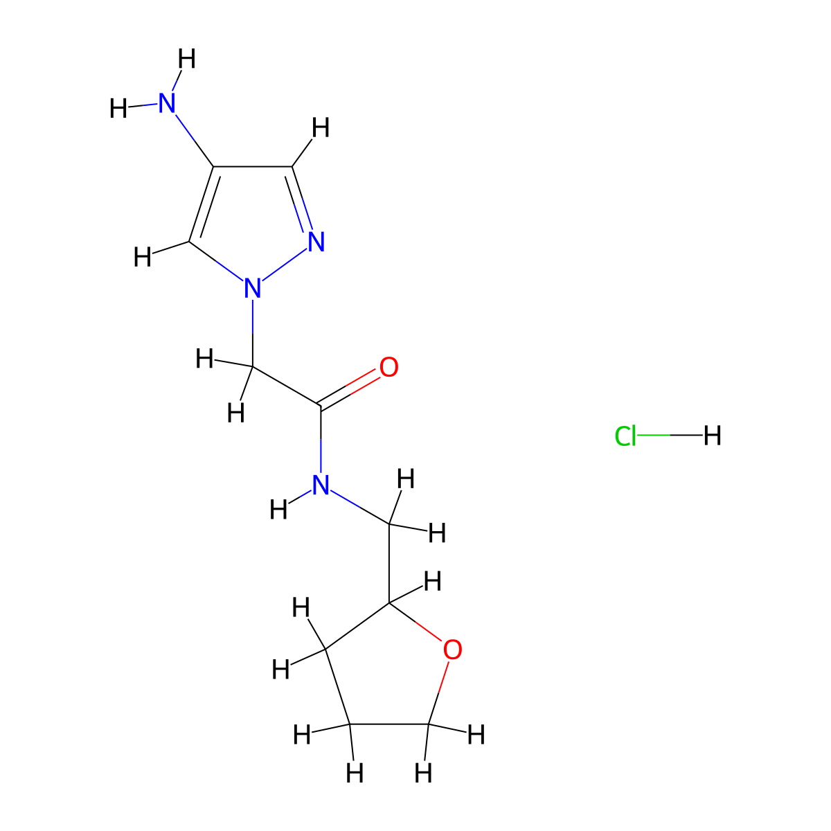 2-(4-Amino-pyrazol-1-yl)-N-(tetrahydro-furan-2-ylmethyl)-acetamide hydrochloride molecular structure, CAS 1361115-83-4