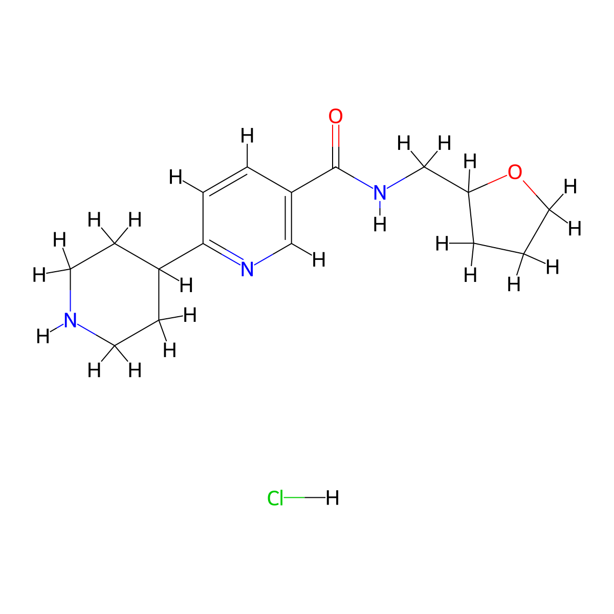 6-(Piperidin-4-yl)-N-((tetrahydrofuran-2-yl)methyl)nicotinamide hydrochloride molecular structure, CAS 1361115-88-9