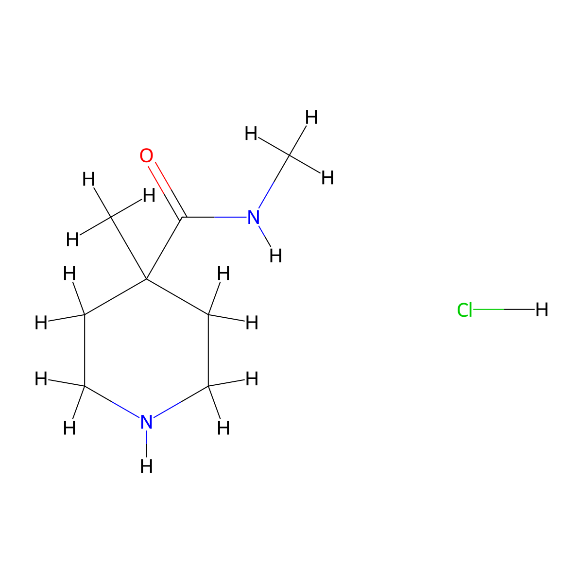 N,4-Dimethyl-4-piperidinecarboxamide hydrochloride molecular structure, CAS 1361115-91-4