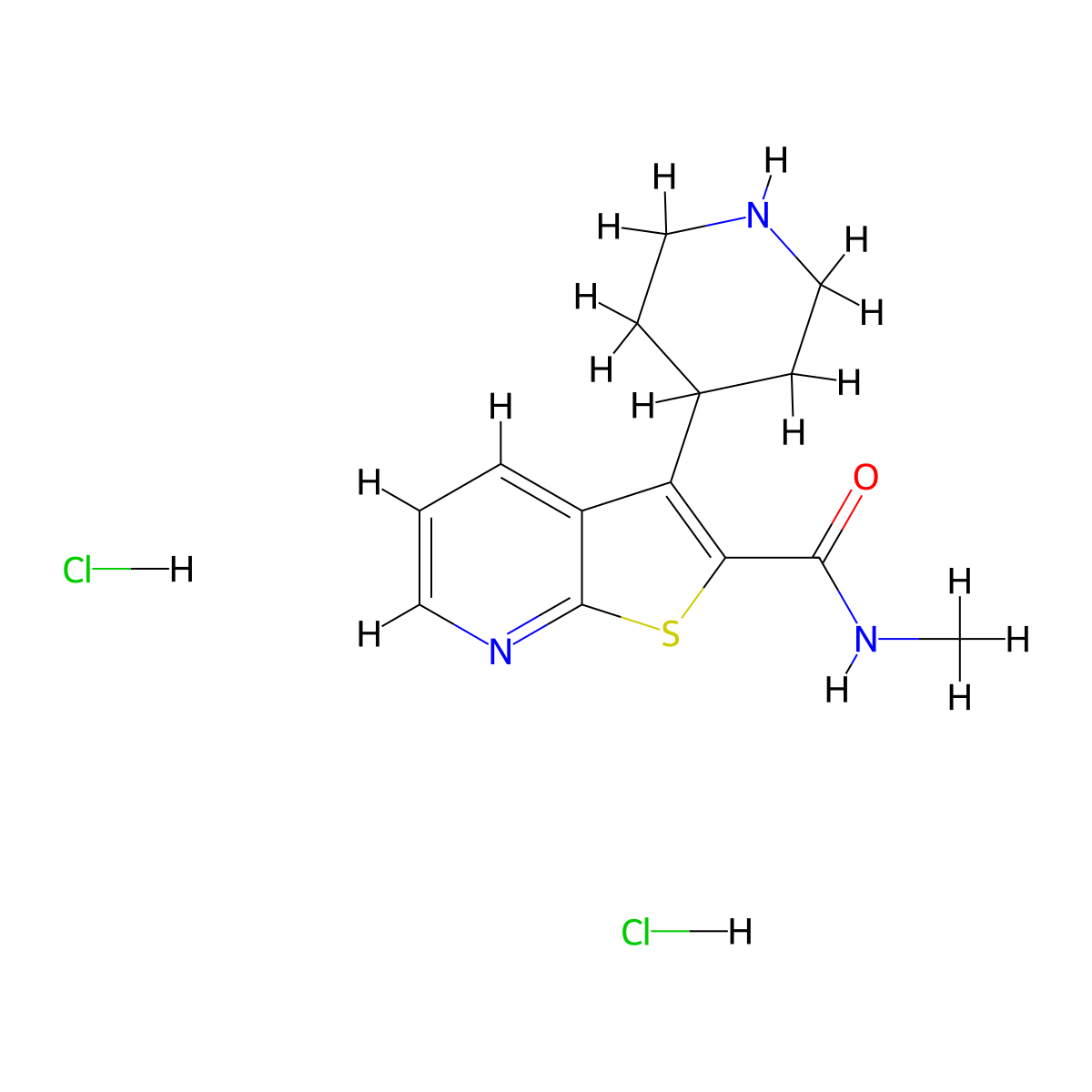 N-methyl-3-(piperidin-4-yl)thieno[2,3-b]pyridine-2-carboxamide dihydrochloride molecular structure, CAS 1361116-00-8
