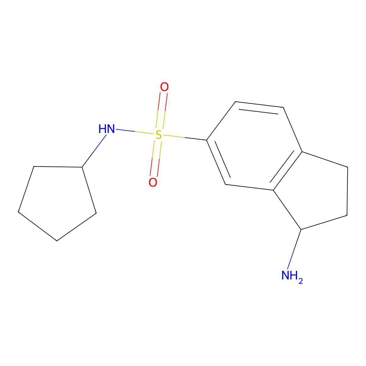 3-amino-N-cyclopentyl-2,3-dihydro-1H-indene-5-sulfonamide molecular structure, CAS 1361116-04-2