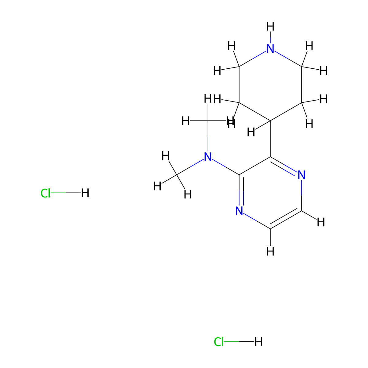 N,N-dimethyl-3-(piperidin-4-yl)pyrazin-2-amine dihydrochloride molecular structure, CAS 1361116-10-0