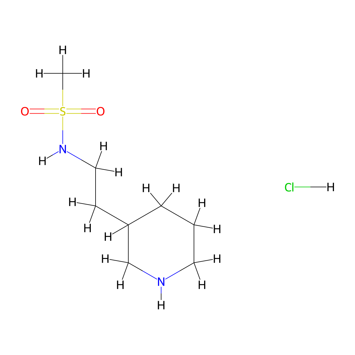 N-(2-(Piperidin-3-yl)ethyl)methanesulfonamide hydrochloride molecular structure, CAS 1361116-13-3