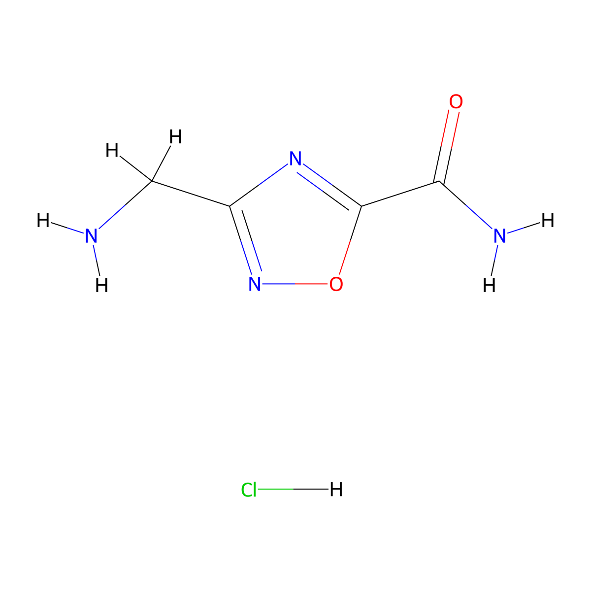 3-(Aminomethyl)-1,2,4-oxadiazole-5-carboxamide hydrochloride molecular structure, CAS 1361116-15-5