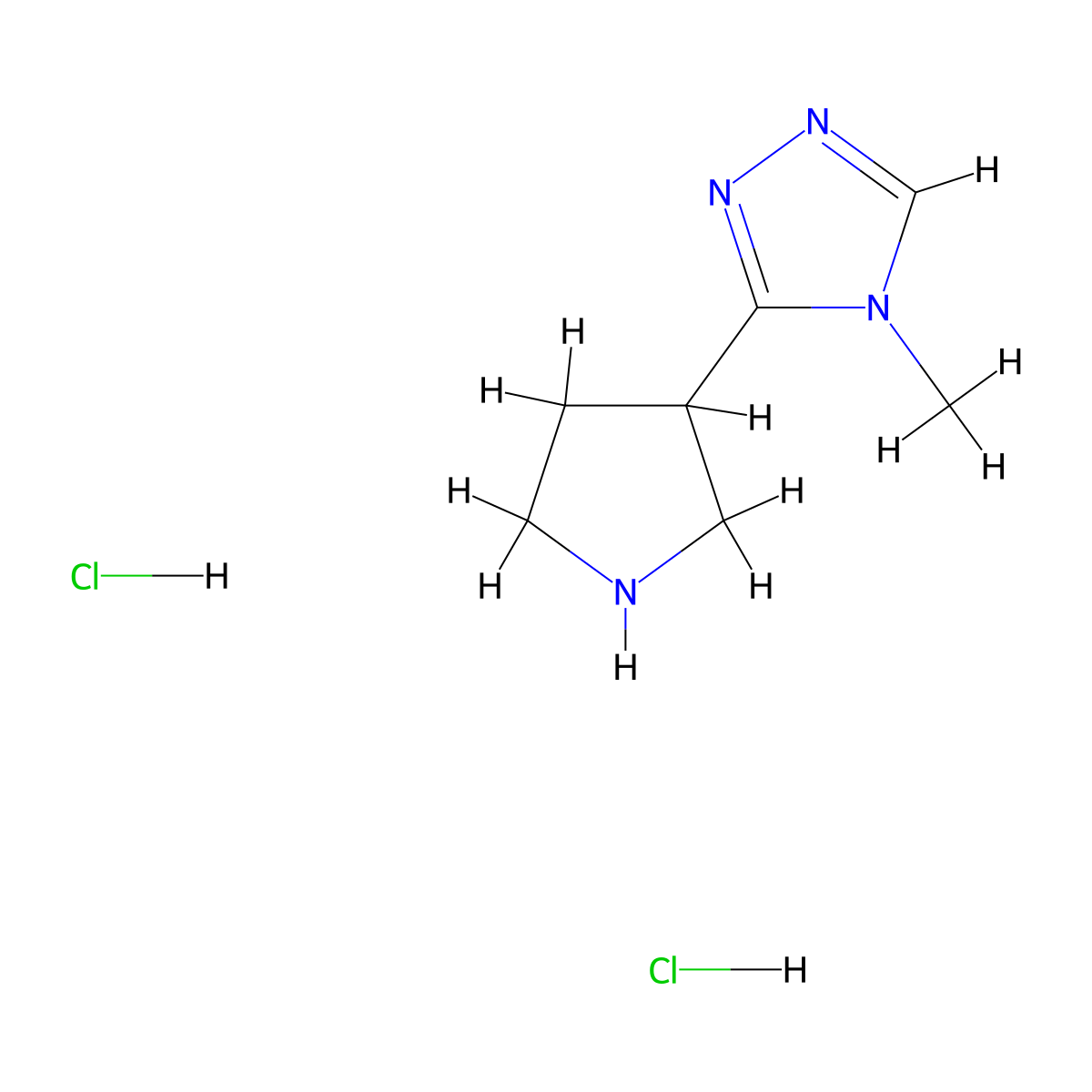 4-methyl-3-(pyrrolidin-3-yl)-4H-1,2,4-triazole dihydrochloride molecular structure, CAS 1361116-16-6