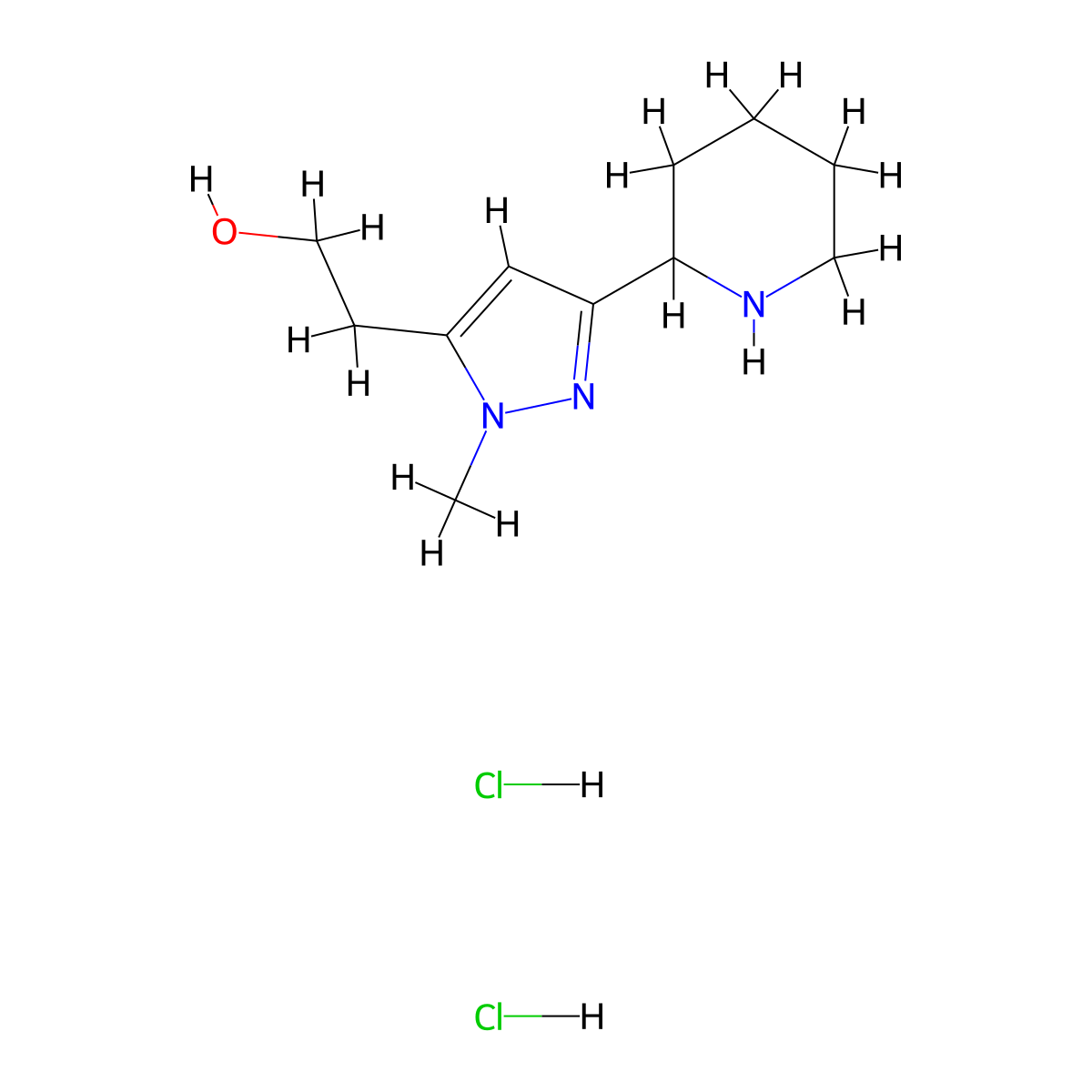 2-(2-Methyl-5-piperidin-2-yl-2H-pyrazol-3-yl)-ethanol dihydrochloride molecular structure, CAS 1361116-18-8