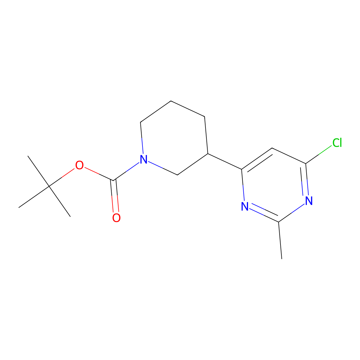 Tert-butyl 3-(6-chloro-2-methylpyrimidin-4-yl)piperidine-1-carboxylate molecular structure, CAS 1361116-19-9