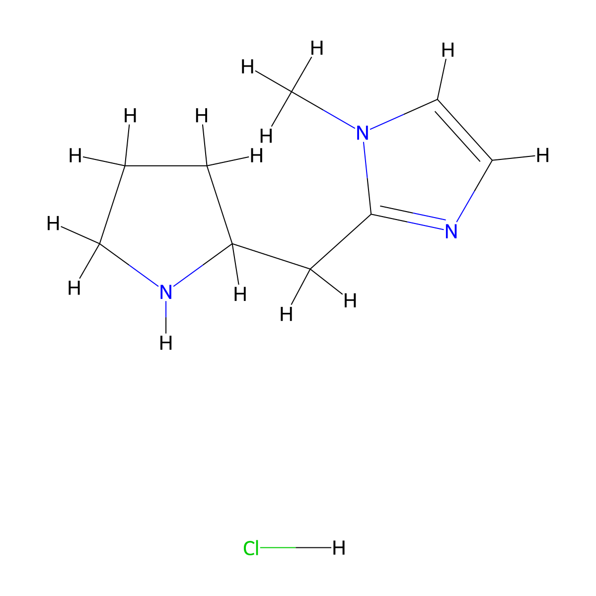 1-Methyl-2-pyrrolidin-2-ylmethyl-1H-imidazole hydrochloride molecular structure, CAS 1361116-22-4