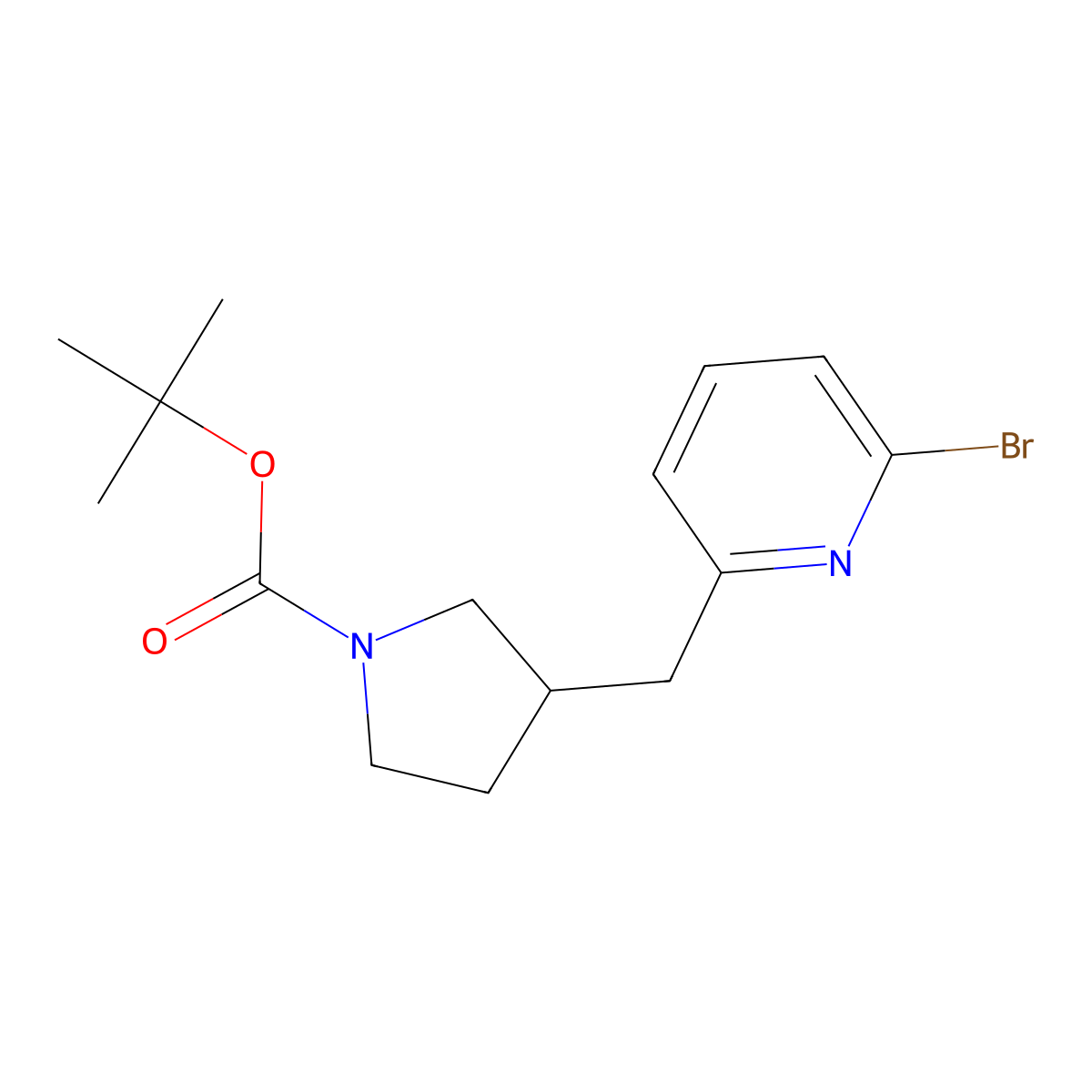 Tert-butyl 3-[(6-bromopyridin-2-yl)methyl]pyrrolidine-1-carboxylate molecular structure, CAS 1361116-24-6