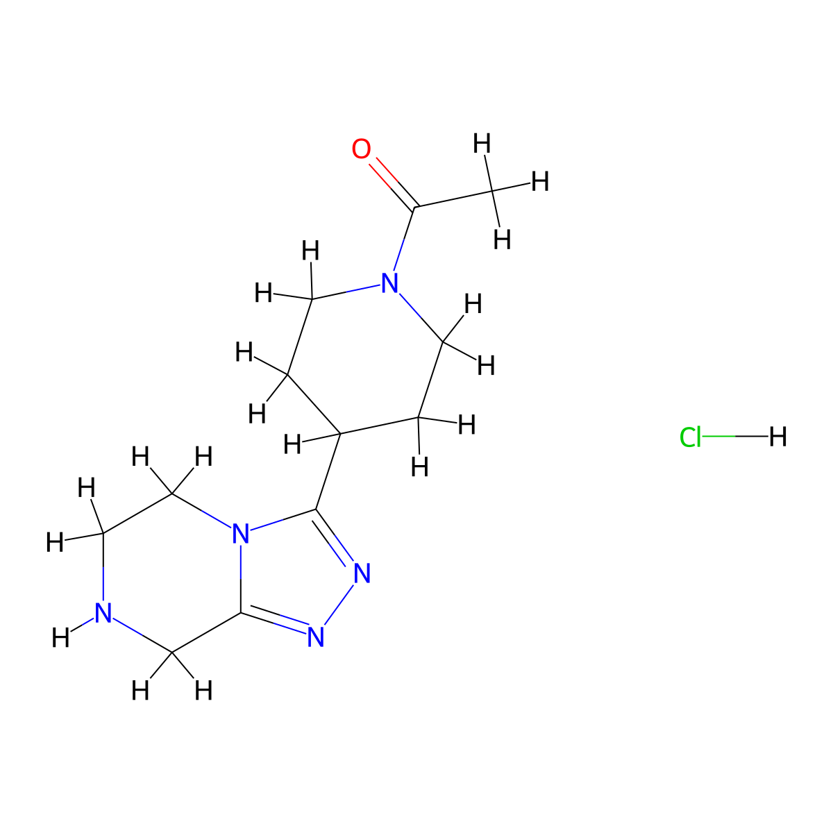 1-(4-(5,6,7,8-Tetrahydro-[1,2,4]triazolo[4,3-a]pyrazin-3-yl)piperidin-1-yl)ethanone hydrochloride molecular structure, CAS 1361116-29-1
