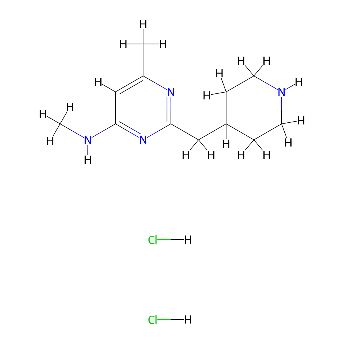 Methyl-(6-methyl-2-piperidin-4-ylmethyl-pyrimidin-4-yl)-amine dihydrochloride molecular structure, CAS 1361116-30-4