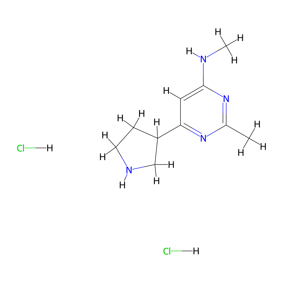 N,2-dimethyl-6-(pyrrolidin-3-yl)pyrimidin-4-amine dihydrochloride molecular structure, CAS 1361116-32-6