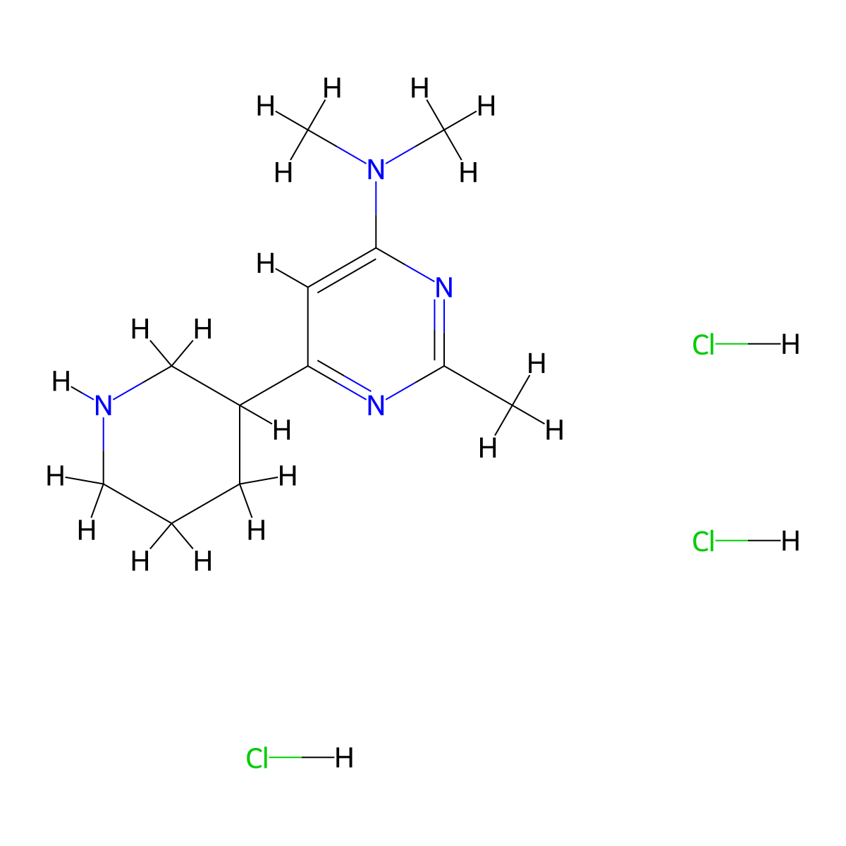 N,N,2-trimethyl-6-(piperidin-3-yl)pyrimidin-4-amine trihydrochloride molecular structure, CAS 1361116-34-8