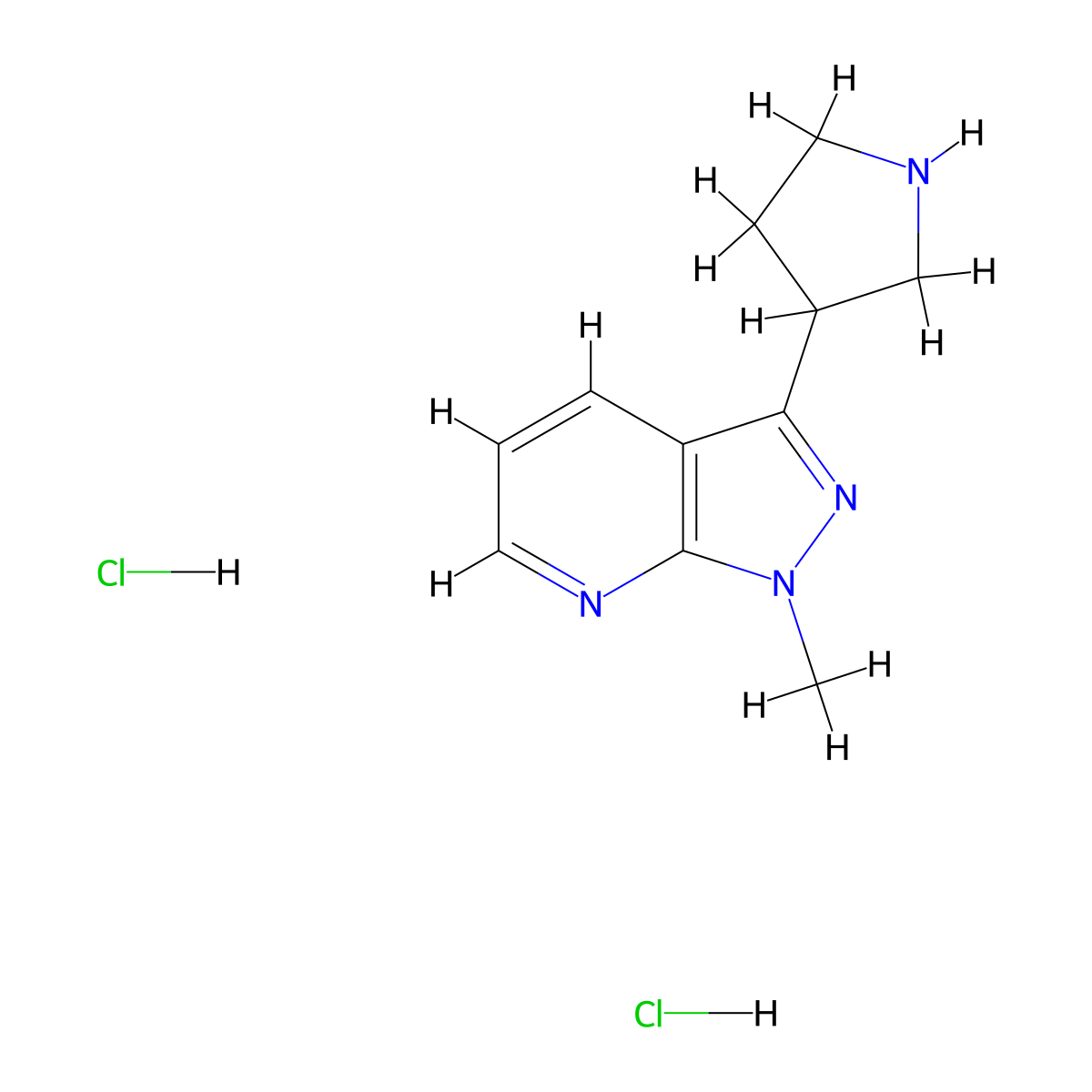 1-Methyl-3-(pyrrolidin-3-yl)-1H-pyrazolo[3,4-b]pyridine dihydrochloride molecular structure, CAS 1361116-37-1