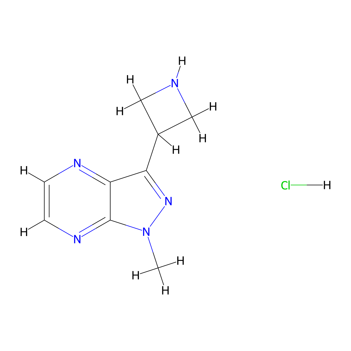 3-(Azetidin-3-yl)-1-methyl-1H-pyrazolo[3,4-b]pyrazine hydrochloride molecular structure, CAS 1361116-44-0