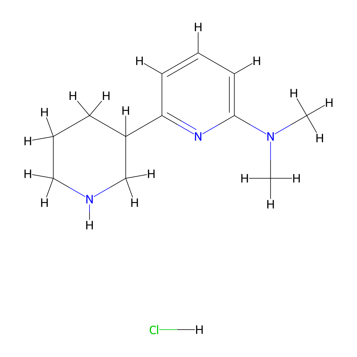 N,N-dimethyl-6-(piperidin-3-yl)pyridin-2-amine hydrochloride molecular structure, CAS 1361116-45-1